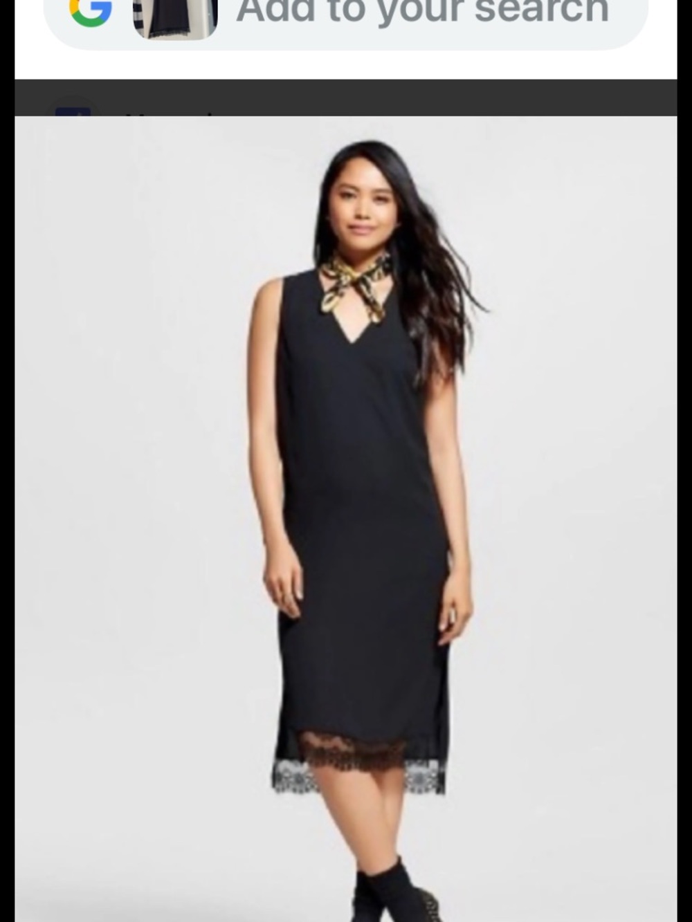 Black Lace V-Neck Slip Dress -